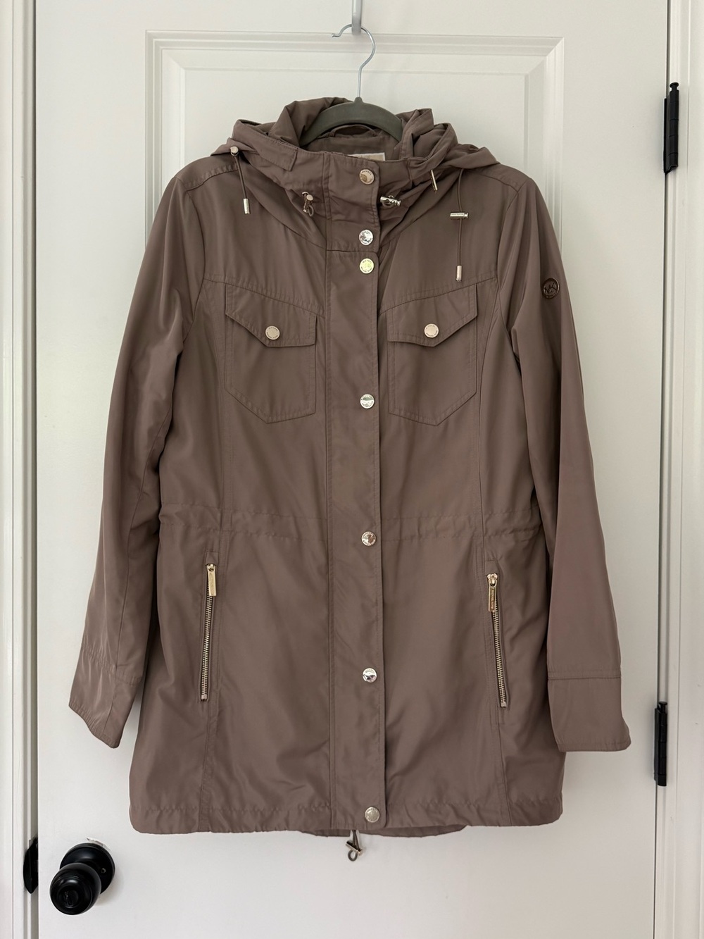 Michael Kors Taupe Anorak Jacket with Concealable Hood - M